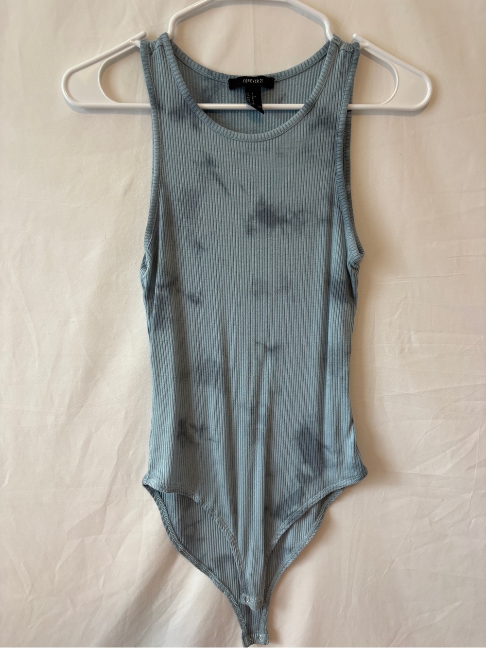 Forever 21 Women's Ribbed Tiedye Bodysuit - Slate Blue
